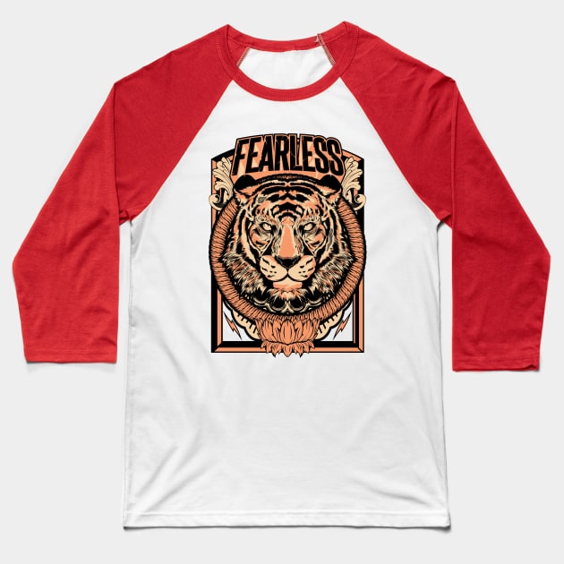 Fearless Tiger Baseball T-Shirt by coldfireink